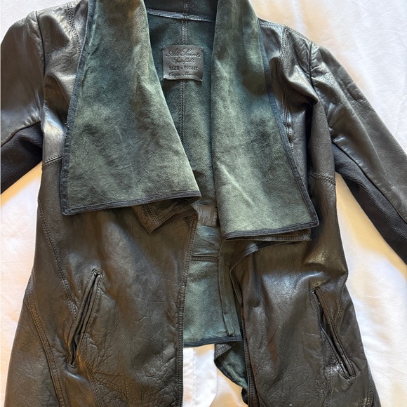 All Saints Dark Leather Jacket - Picture 2 of 6